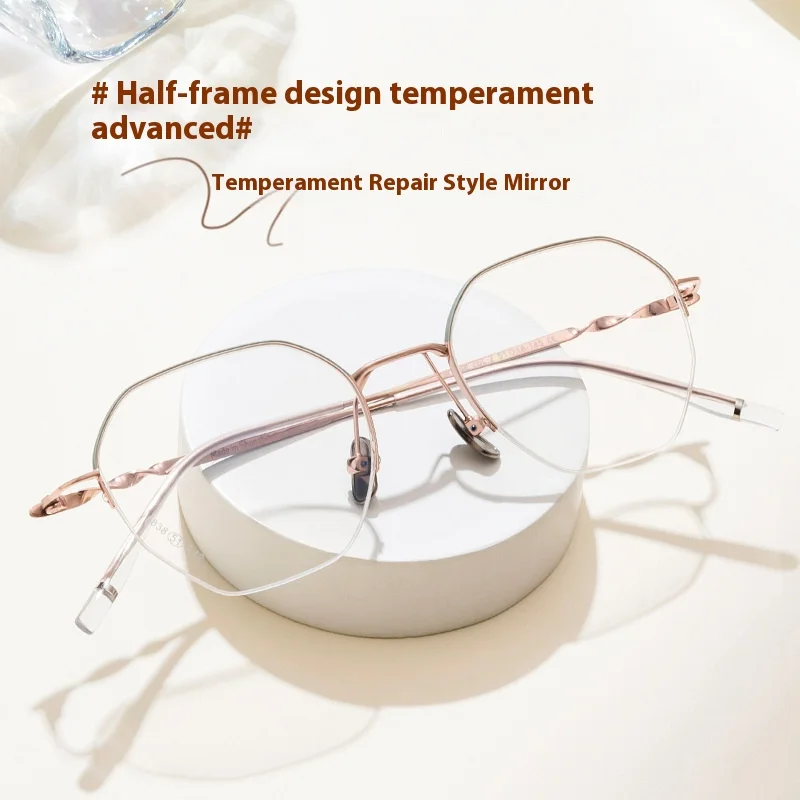 Moda retro de alta qualidade óculos de titânio ultra leve óculos de prescrição semi quadro óptico miopia óculos quadro