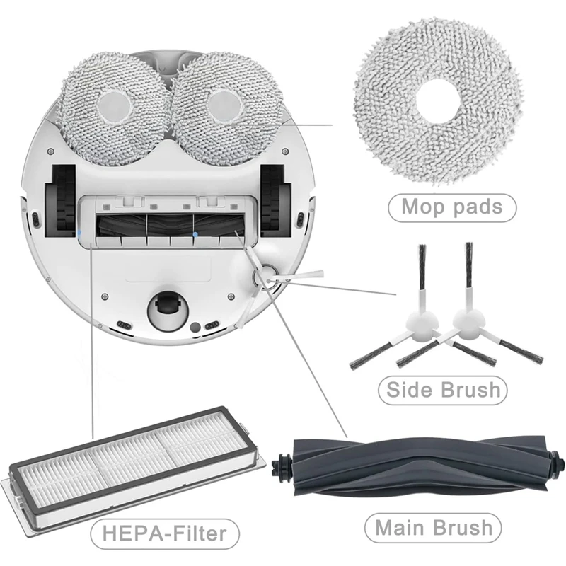 Do odkurzacza Dreame L10s Ultra / L10s Pro / L10 Ultra do odkurzacza Xiaomi X10+ Główne szczotki boczne Filtry HEPA Ściereczka do mopa