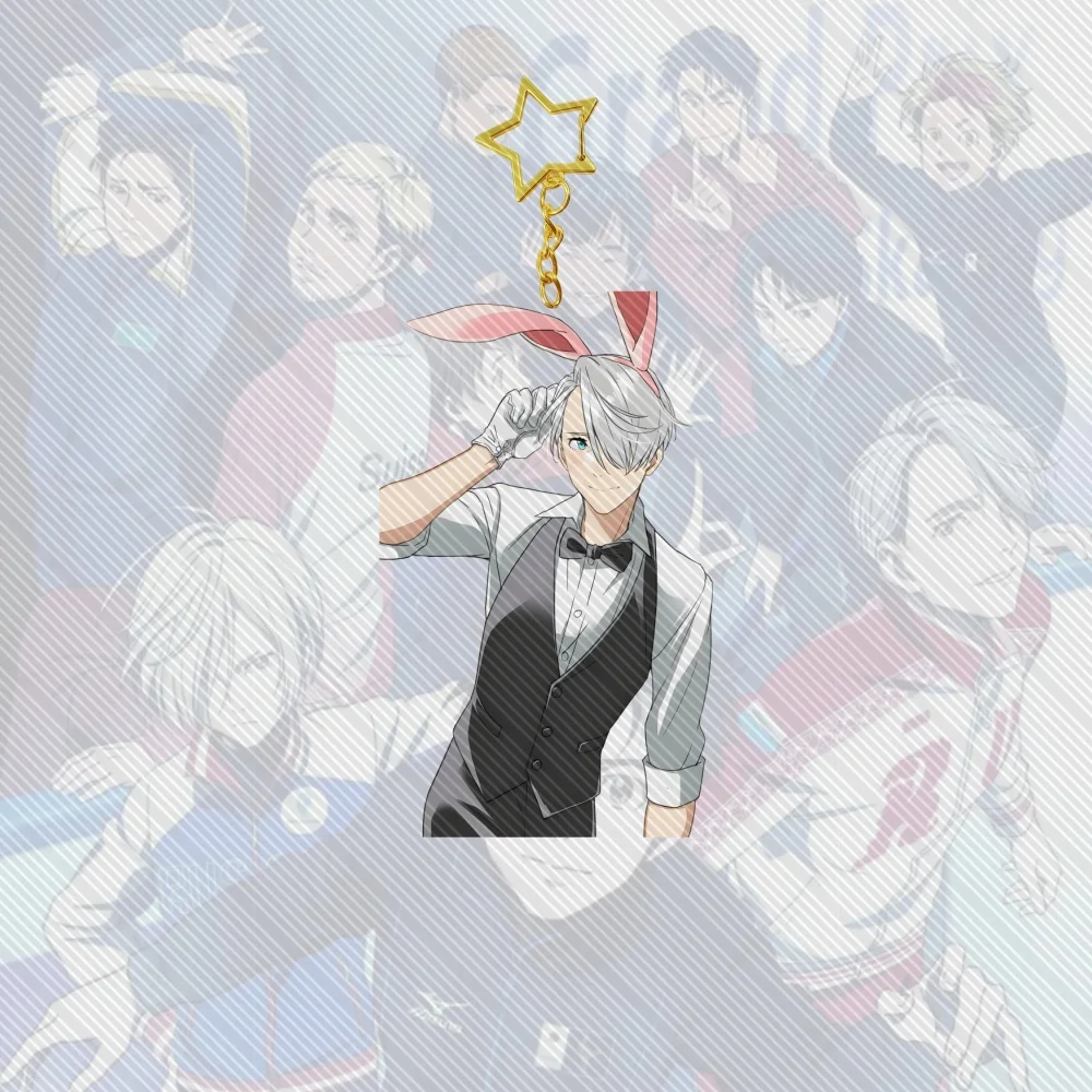 6CM Anime Yuri on Ice Acrylic Cute Keychain Model Cosplay Charm Characters Ornament Accessories Goods Collection Christmas Gifts view 5