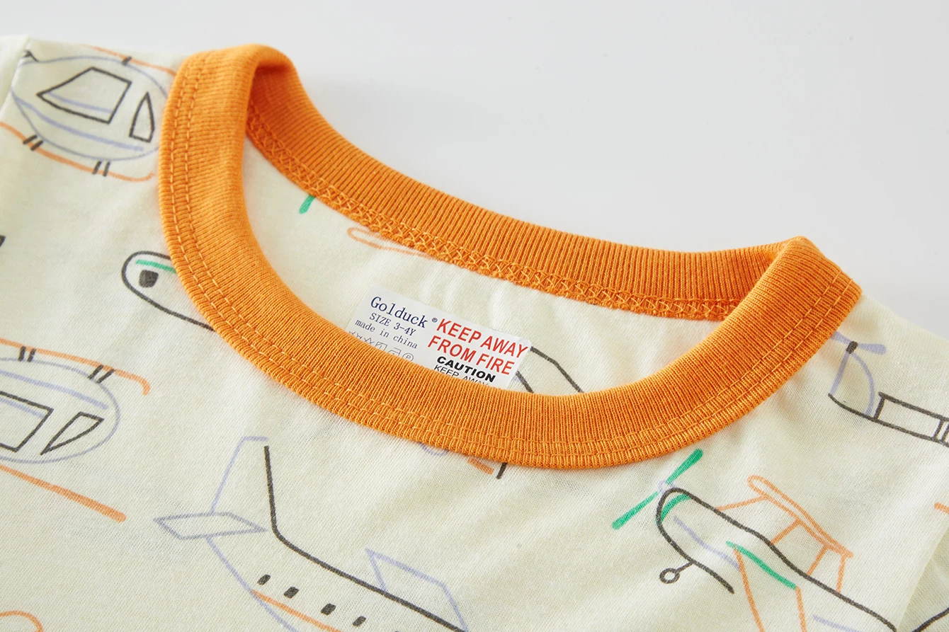 Kinder-Schlafanzug-Set aus 100% Baumwolle mit Vollflächigem Cartoon-Flugzeug-Druck, Langarm-Pyjama für Kinder von 1-8 Jahren, 2-teilig – Detail 10