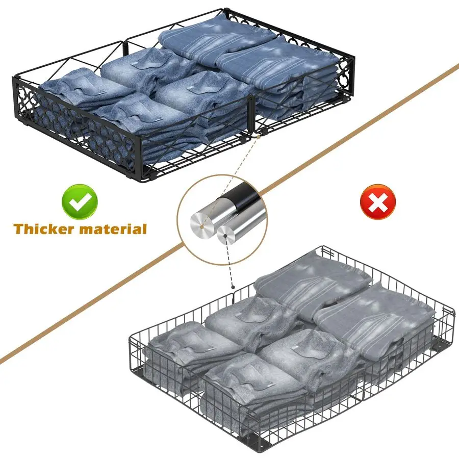 Rangement sous le lit avec roulettes, 1 paquet de conteneurs de rangement roulants sous le lit, bacs organisateurs pliables en métal sous le lit pour Bedr