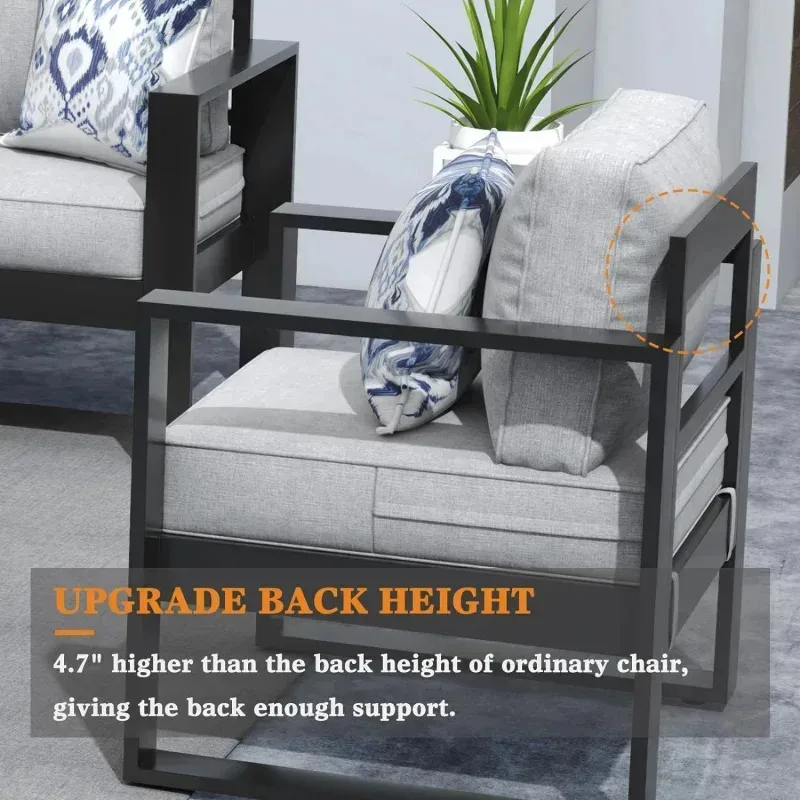 طقم أثاث ألومنيوم حديث قطعة RPD4-Q5. مجموعات جلوس معدنية للمحادثة مقطعية للفناء الخارجي مع وسادة Olefin و Co