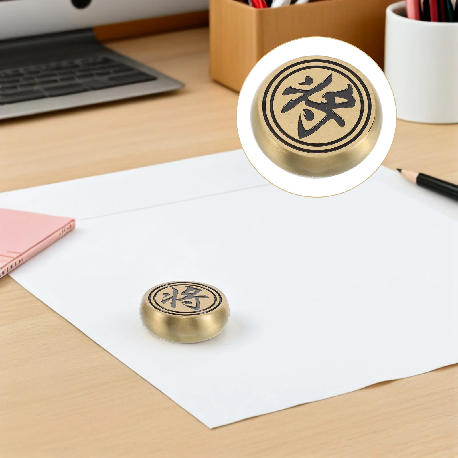Paper Weight Brass Holder For Paper Holder For Desk Office Worker Heavy Round Paperweight Chess Motif Desktop Sketching
