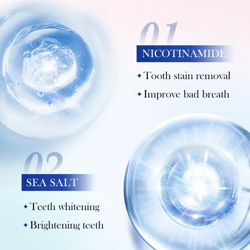 Heallor Niacinamide ยาสีฟันสูตรฟันขาวขาวพราวกระจ่างใสและขจัดคราบสกปรกยาสีฟันช่วยให้ฟันสดชื่นช่วยให้ฟันขาวขึ้น