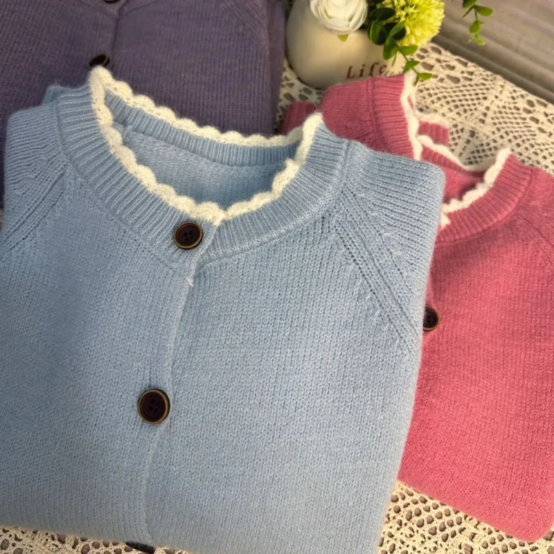 سترة نسائية من الدانتيل عصرية ومتعددة الاستخدامات لخريف وشتاء 2025 سترة محبوكة جديدة #3