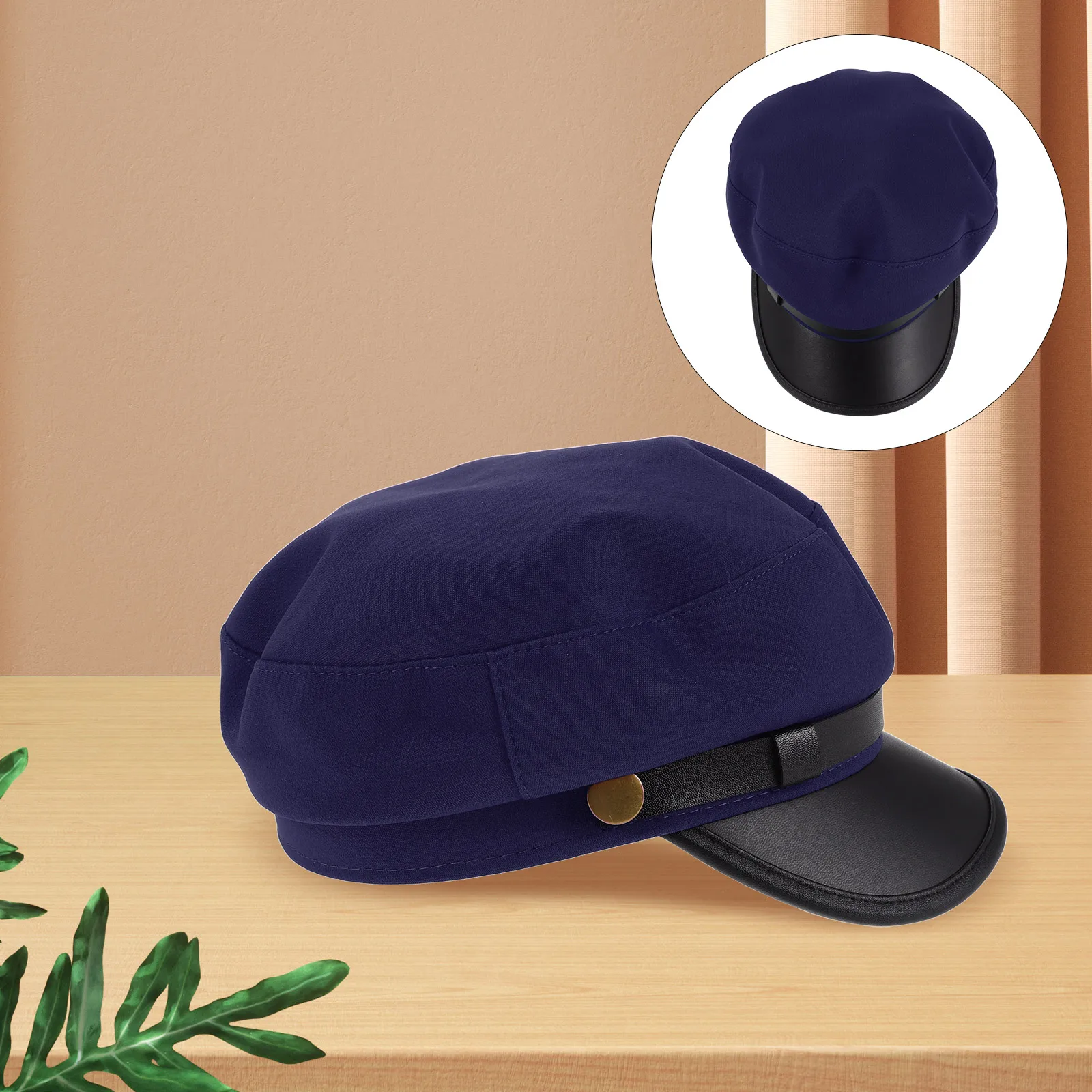 

British Style Vintage Beret Cap Unisex Flat Top Hat Spring Summer Daily Wear Sailor Accessories Pu Closure Lightweight Cotton