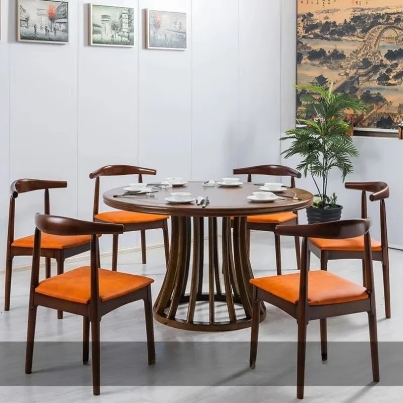 Durable traditional solid wood restaurant dining table and chair set environmentally friendly commercial furniture new launch