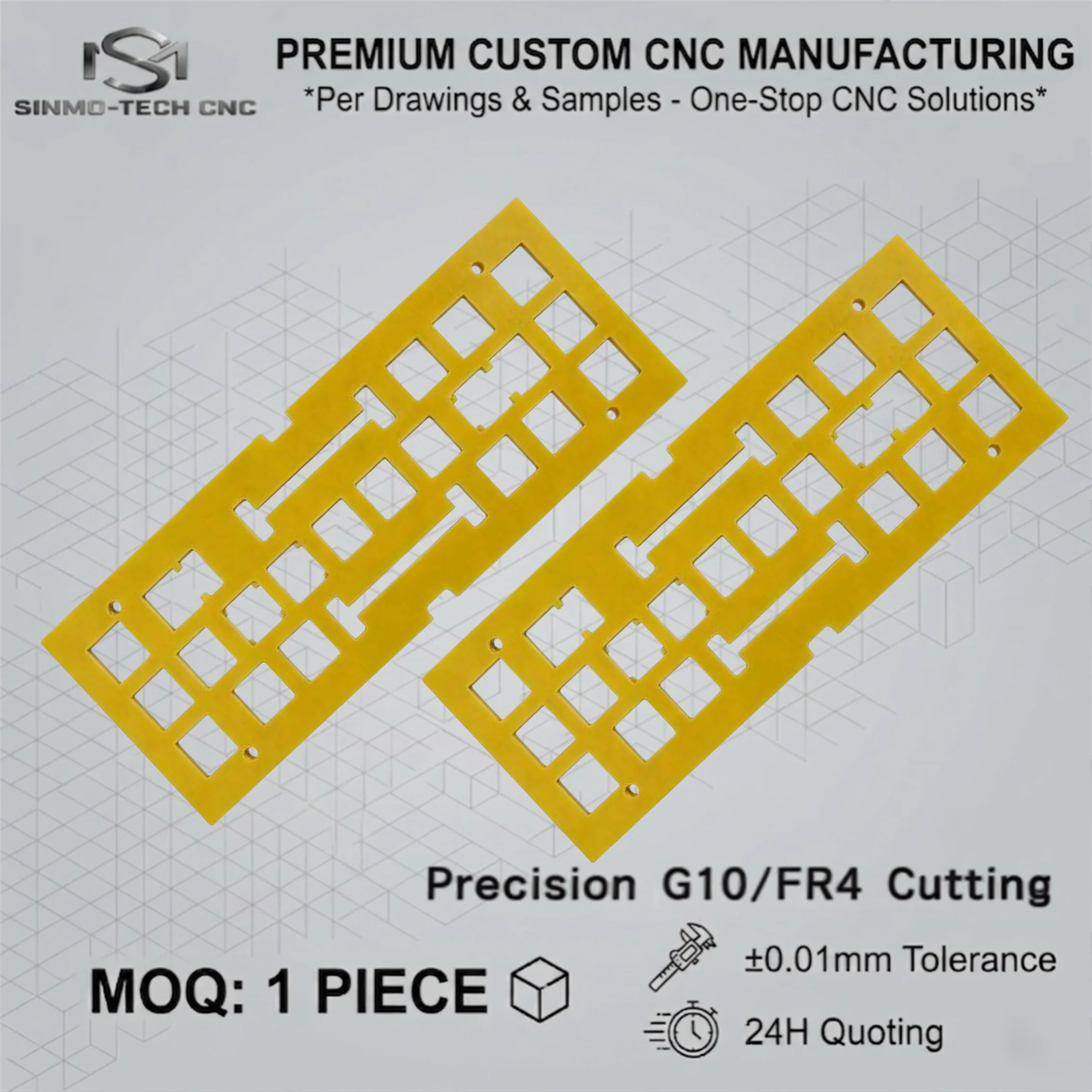 Custom FR4 G10 CNC Milling Service Flame Retardant Epoxy Plate Sheet EV Battery Insulation Board Component Fabricate 1pc