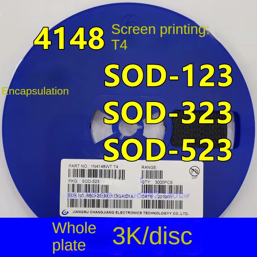 SMD 1N4148W screen printing: T4 SOD-123 323 523 1206 3K/disk