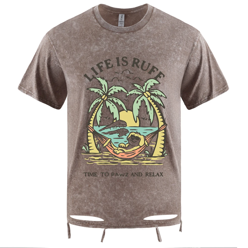 Мужская свободная хлопковая футболка с принтом Time To Pawz And Relax, футболка унисекс с короткими рукавами и круглым вырезом, топ унисекс с круглым вырезом Мужская свободная хлопковая футболка с принтом Time To Pawz And Relax, футболка унисекс с короткими рукавами и круглым вырезом, топ унисекс с круглым вырезом