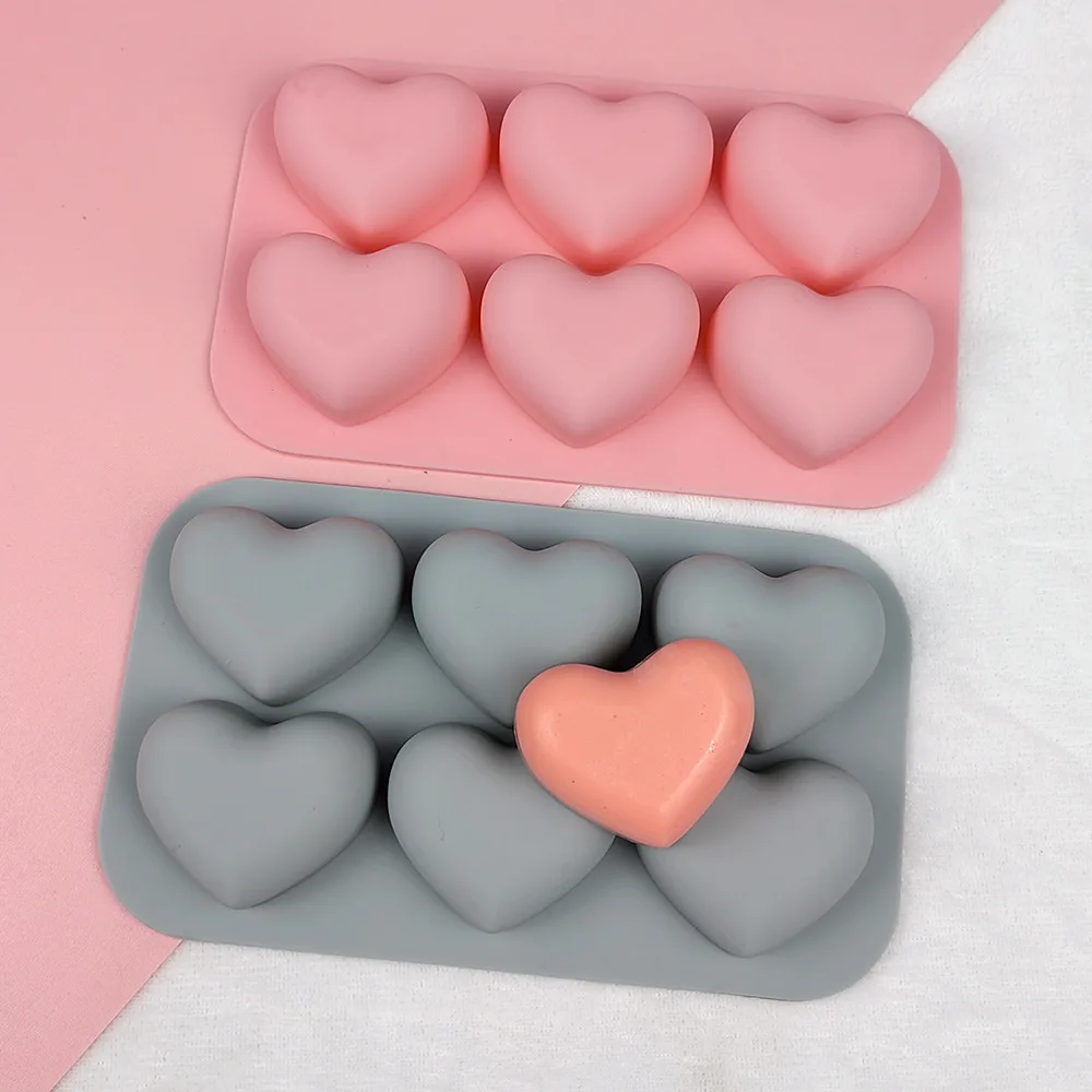 

Diy Valentine's Day Heart-shaped Aromatherapy Candle Mold Fondant Cake Baking Tool 6-hole Love Chocolate Silicone Mold