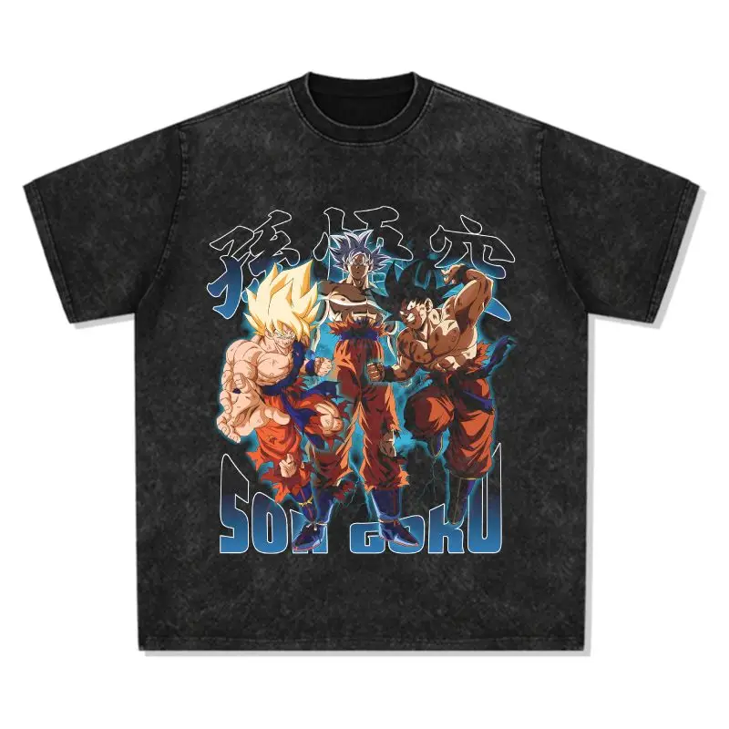 

Dragon Ball Hip Hop Oversized Washed Anime T-shirts Men Black Vintage Tees Men's Fashion Loose T Shirt Man Women Casual Tshirt