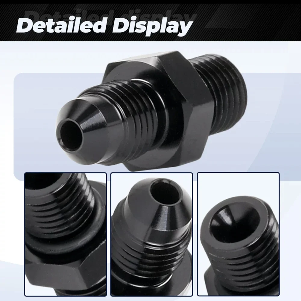 Black AN4 AN6 AN8 AN10 AN12 AN16 Automotive Modification Connector Fuel Cooler Adapter Aluminum Alloy ORB Connector