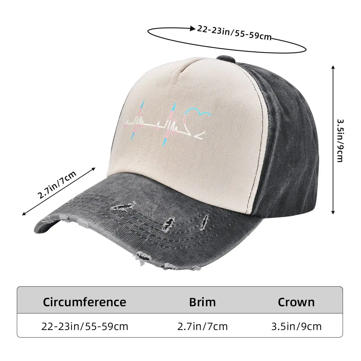 Transgender Heartbeat Trans Pride Heart Pulse Cute Baseball Cap Vintage Golf Hat Man Men Caps Women's