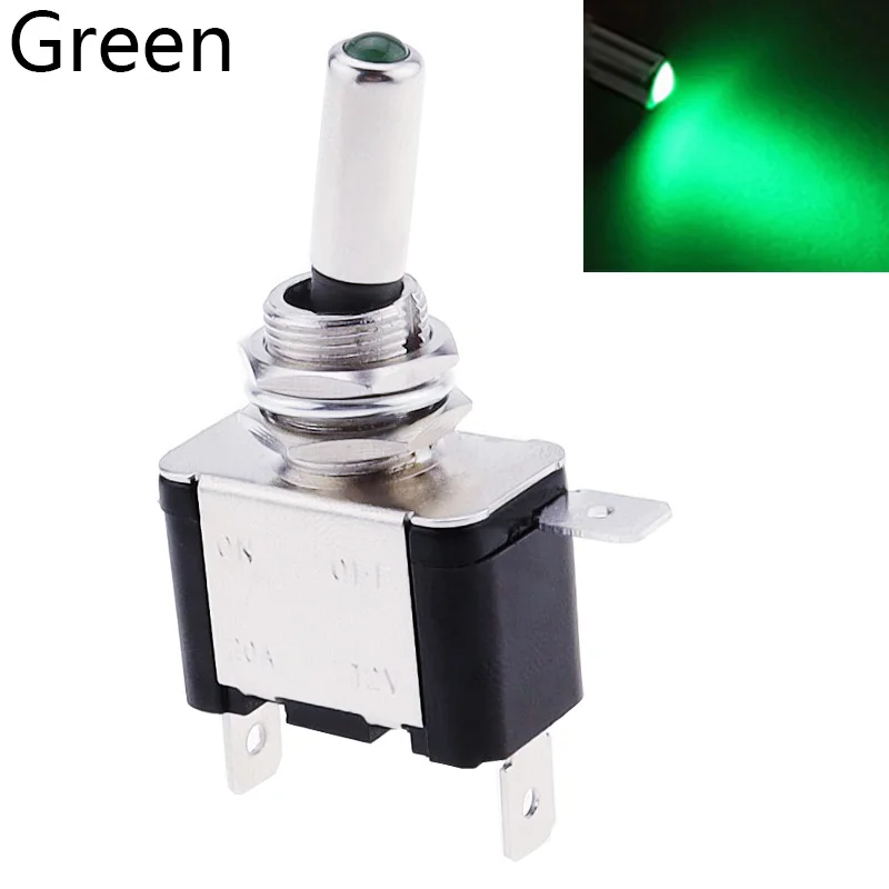 1PCS 12V 20A Auto Car Boat Truck Illuminated Led Toggle Switch Red Blue Green Yellow White