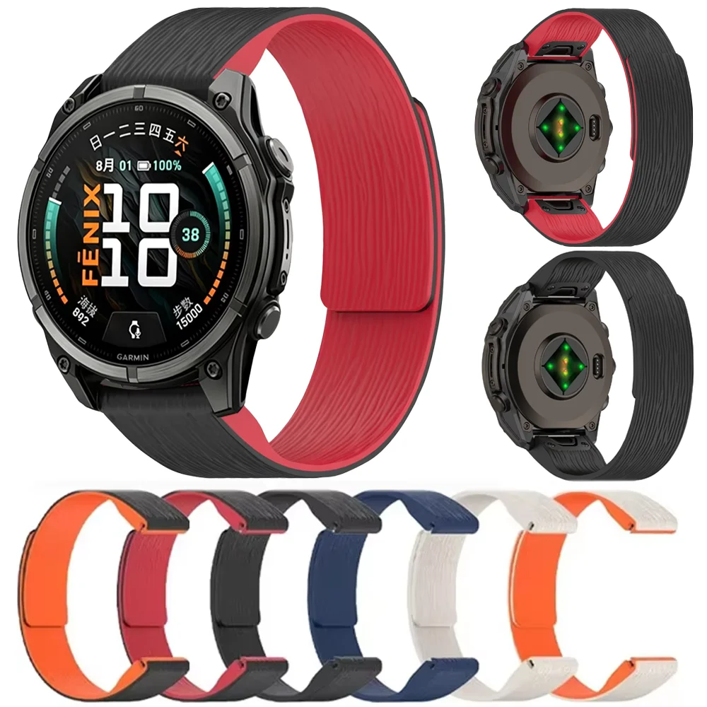 Quick Fit 20/22/26mm Magnetic Silicone Strap for Garmin Fenix 9 9 Pro Quatix 8 Tactix 8 43/47/51mm Wristband Garmin Instinct 3