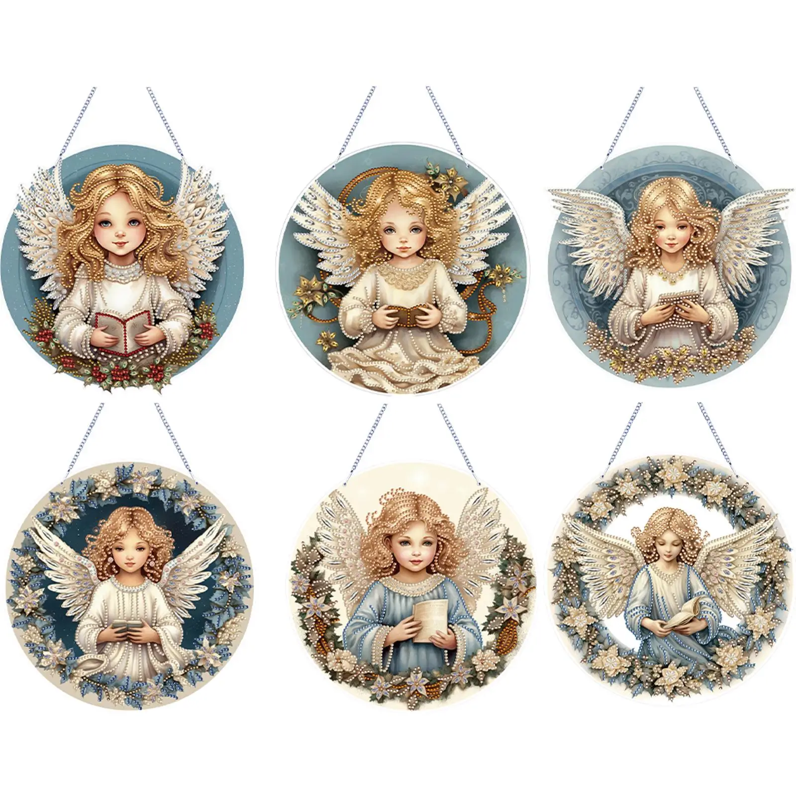 

Angel Girl Theme 2D/Flat DIY Rhinestone Diamond Art Window Pendants Single-Sided Drill Diamond Art Pendant Wall Door Decoration