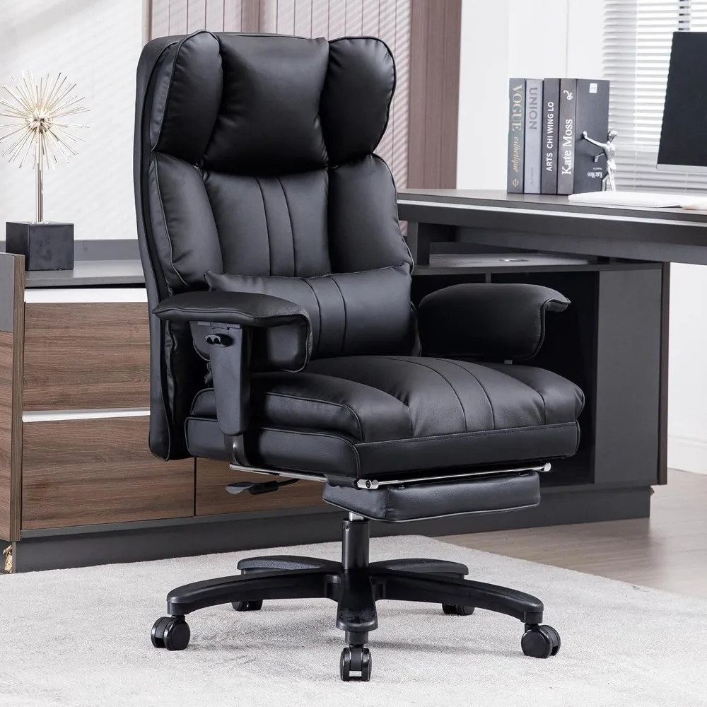 

Big and Tall Office Chair 500lbs Wide Seat Executive Office Desk Chair High-Back Office Task Chair with Foot Rest, Ergonomic Lum