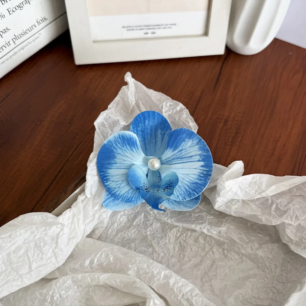 Orchid Flowers Hair Clips For Girls Bohemian Hairpin Bridal Barrette Beach Wedding artificial flower Holiday Hair Accessories image 5