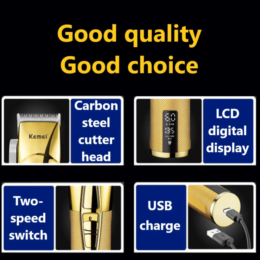 Máquina de cortar cabelo profissional para homens ajustável elétrica barba aparador cabelo recarregável barbeiro sem fio metal lidar com