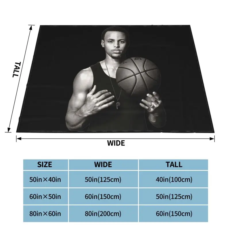 Stephen Curry Portrait Graphic Blanket Thick Flannel Breathable Cover Blanket Decorative Sofa