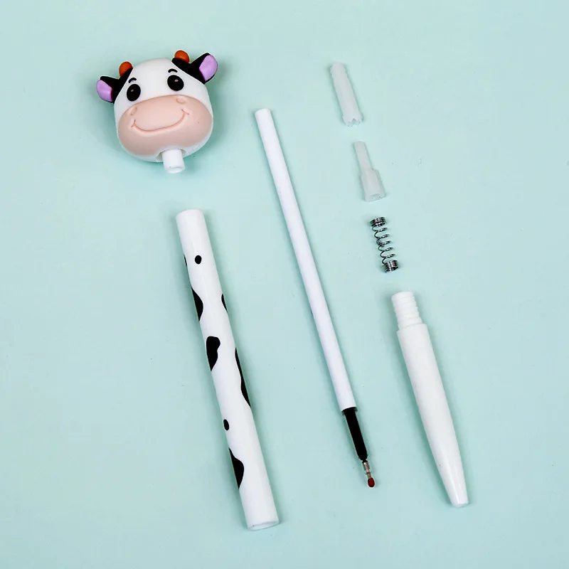 1-2 pcs Cute Cow Gel Pen Creative Press Office Gift School Supplies Stationery Kawaii Funny Pens