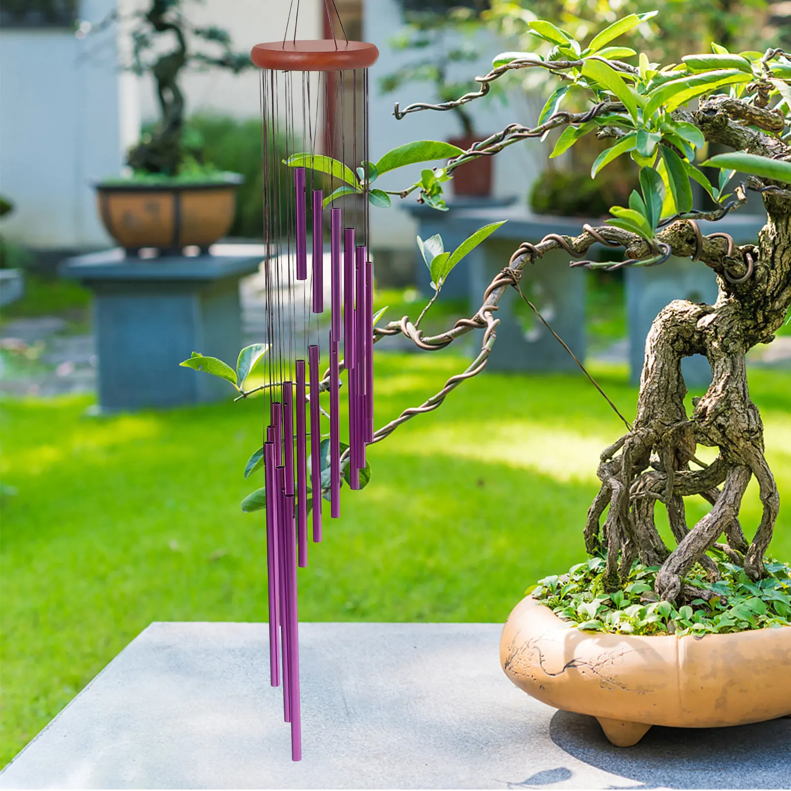Metal Wind Chimes Outdoor Hanging Decor for Garden Patio Balcony Retro Rotating Bell Deep Soothing Tone
