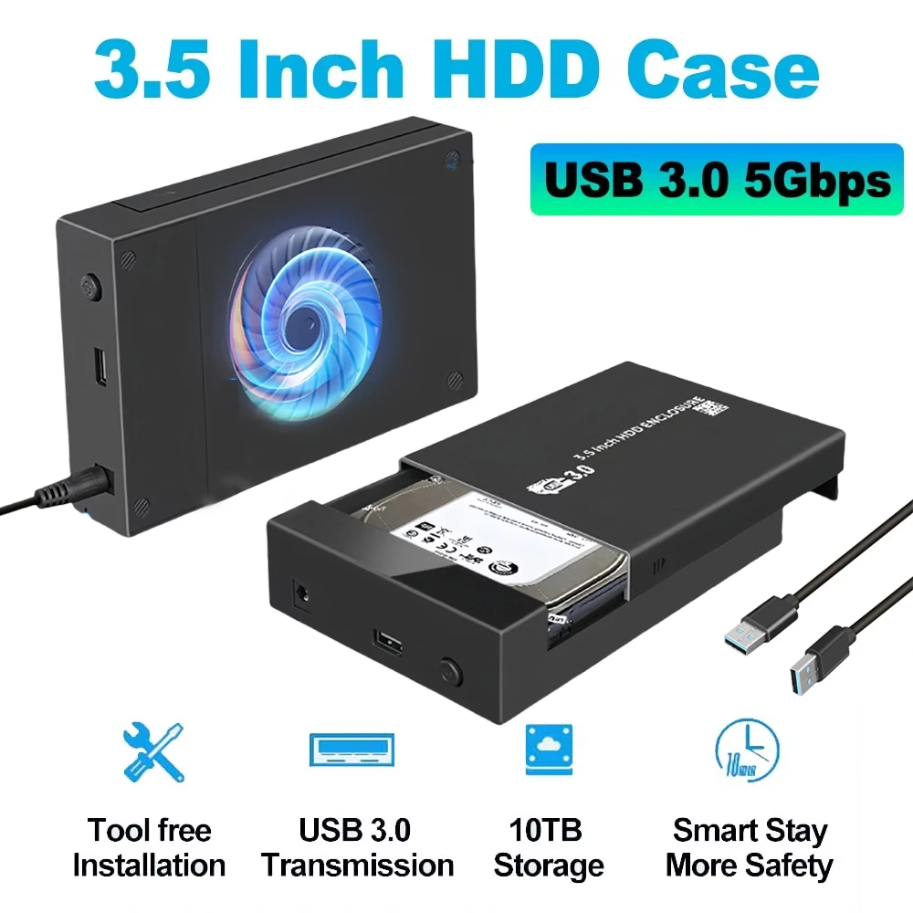 HDD Case 3.5 2.5'' SATA to USB 3.0 Adapter External Hard Drive Enclosure Reader for SSD Disk HDD Box Case HD 3.5 HDD Case for PC