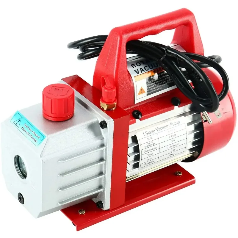 4CFM 1/3HP مرحلة واحدة الروتاري ريشة الهواء مضخة تفريغ HVAC طقم التبريد التيار المتناوب مقياس مشعب مجموعة مع كاشف التسرب حمل