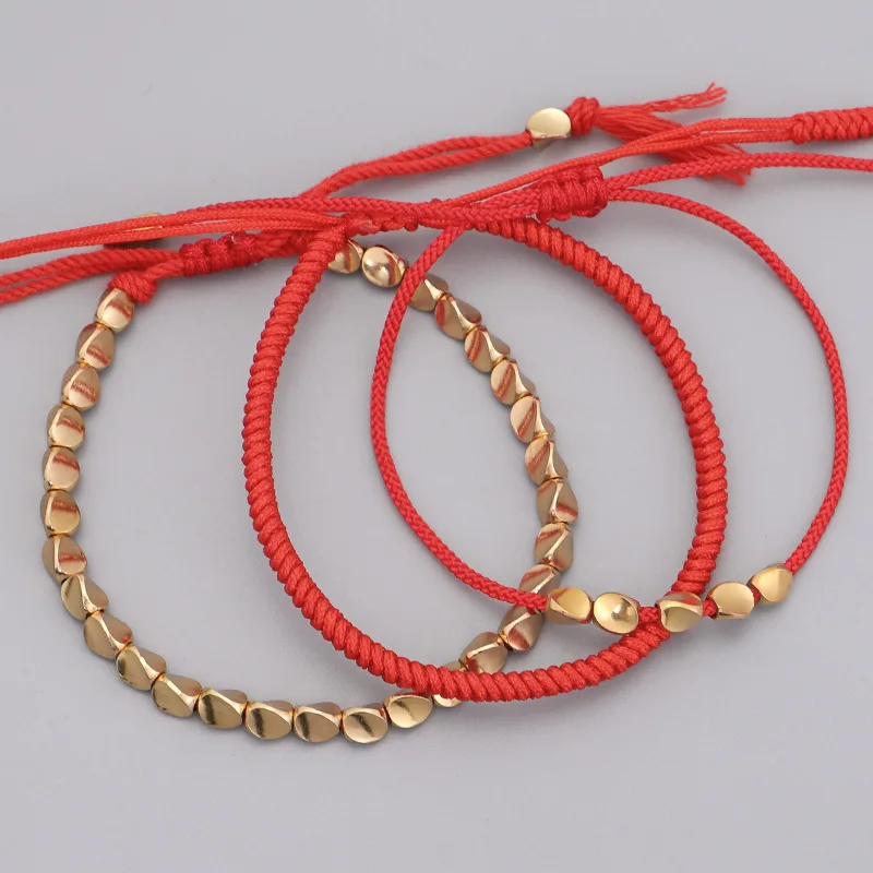 Tibetan Buddhist Braided Handmade Copper Beads Bracelet Men Lucky Rope Bracelet Women Thread Set Bracelets  QX-06 - view 5