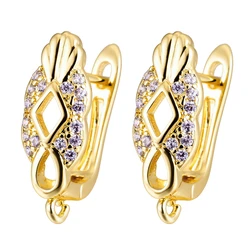 Juya Handmade 18K Gold Plated Copper Shvenzy Basic Connector Fastener Bails Earring Hooks For DIY Women Pendant Earrings Making