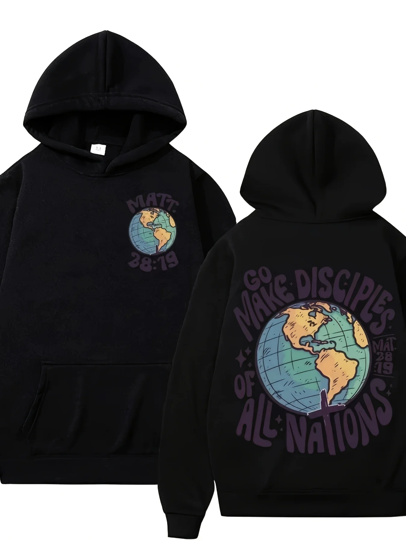 Novo estilo confortável e moderno, roupa de discipulado cristão de estilo europeu, moletom com capuz, camiseta folgada de estilo retrô para homens.
