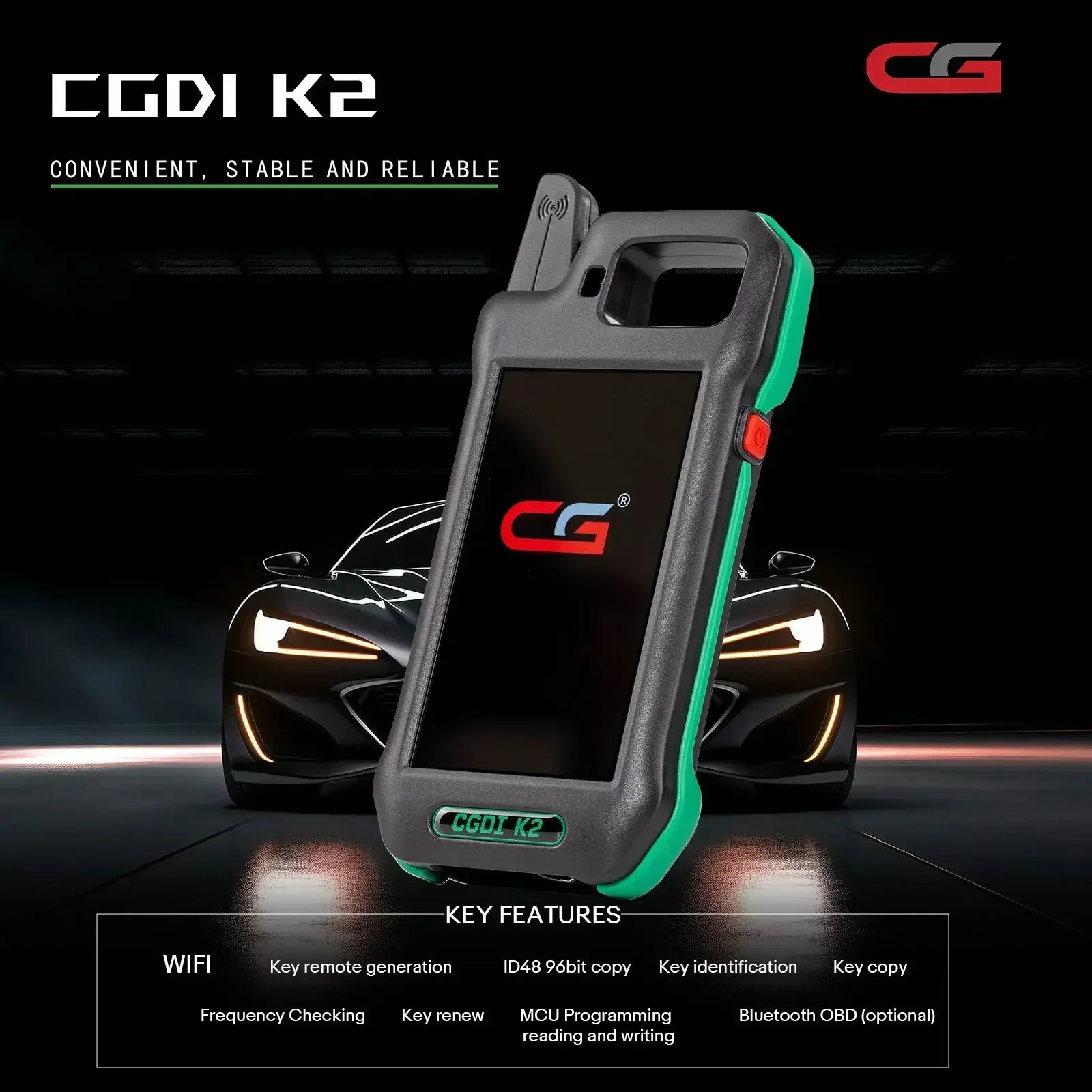 Newest CG CGDI K2 WIFI Multifunction Remote Generator Smart Locksmith Key Tool Supports 96 Bit ID48 Copy Remote Key Programmer +