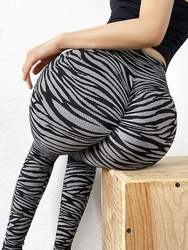 Push Up Fashion High Waist Yoga Pants Zebra Printed Leggings Sexy Fitness Tights Women Gym Running Sport Trousers