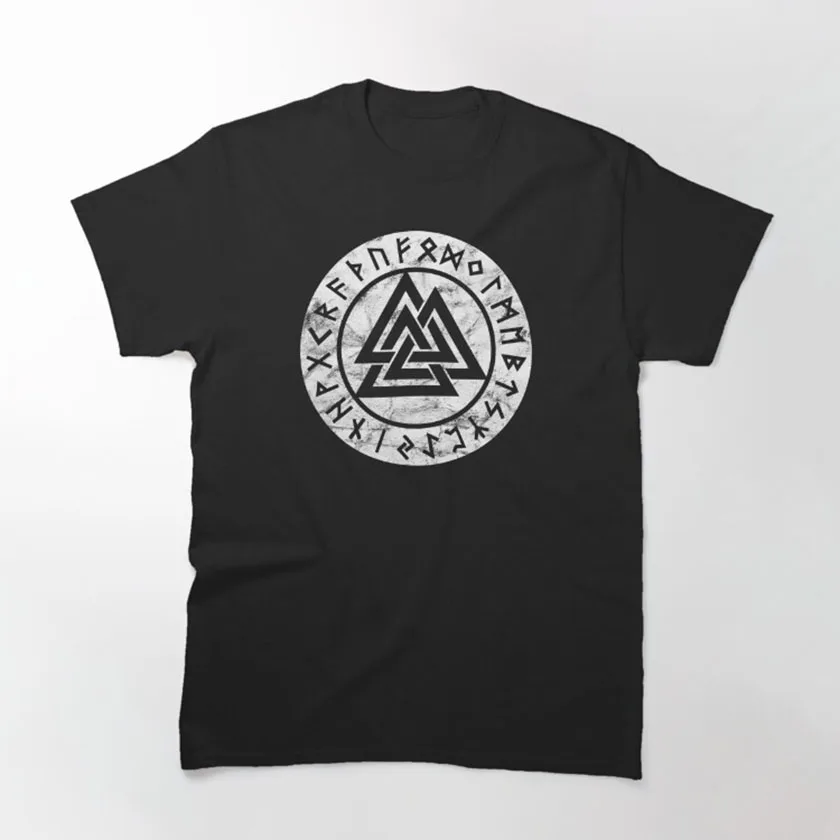 Vintage Valknut Odin Symbol Vikings Runes Norse Mythology Valhalla Ancient viking runas middle ages nordic symbols printed tee