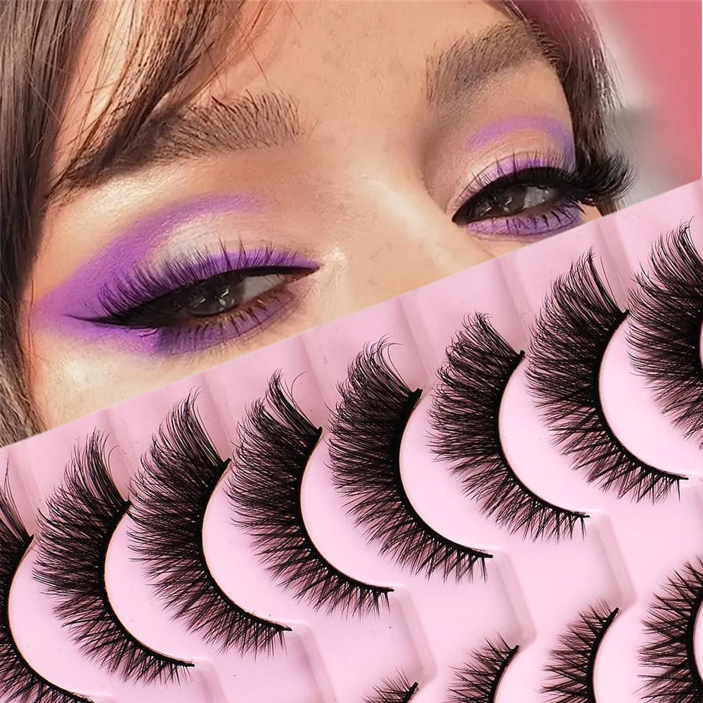 Valse wimpers, 10 paar pluizige volume nepwimpers, dik natuurlijk volle wimpers, Cat Eye dramatische stijl nepwimpers