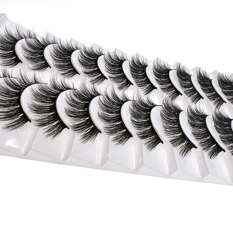 HOLLYLASH 10 Paare/los 3D Faux Silk Wimpern Sanft Falsche Wimpern 100% Handgemachte Hohe-qualität Reusable Wimpern