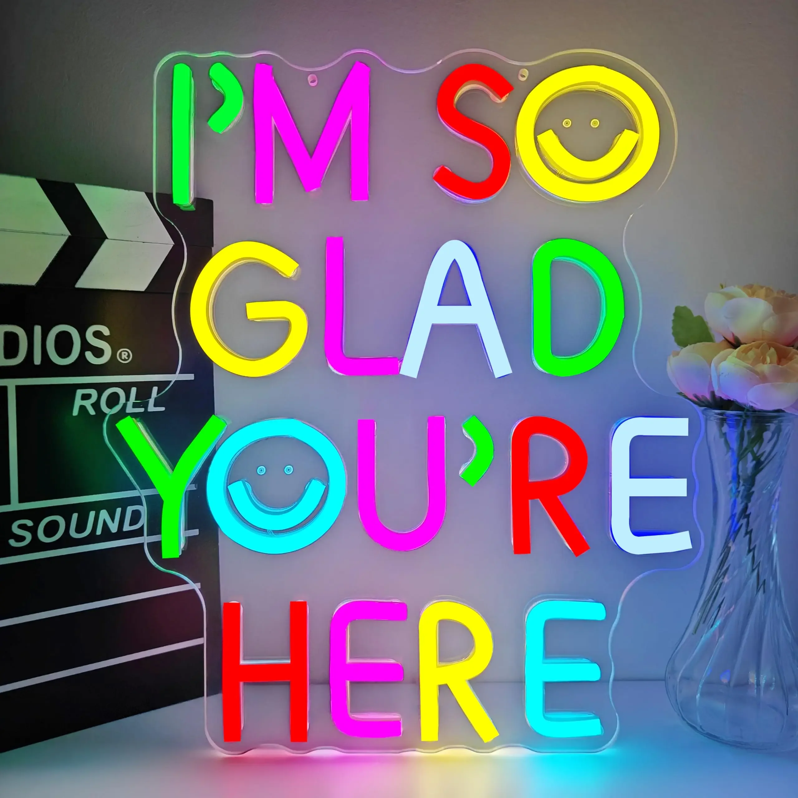 I’m So Glad You’re Here Neon Sign for Teacher Back to School Season Decor Wedding Party Store Home Gifts