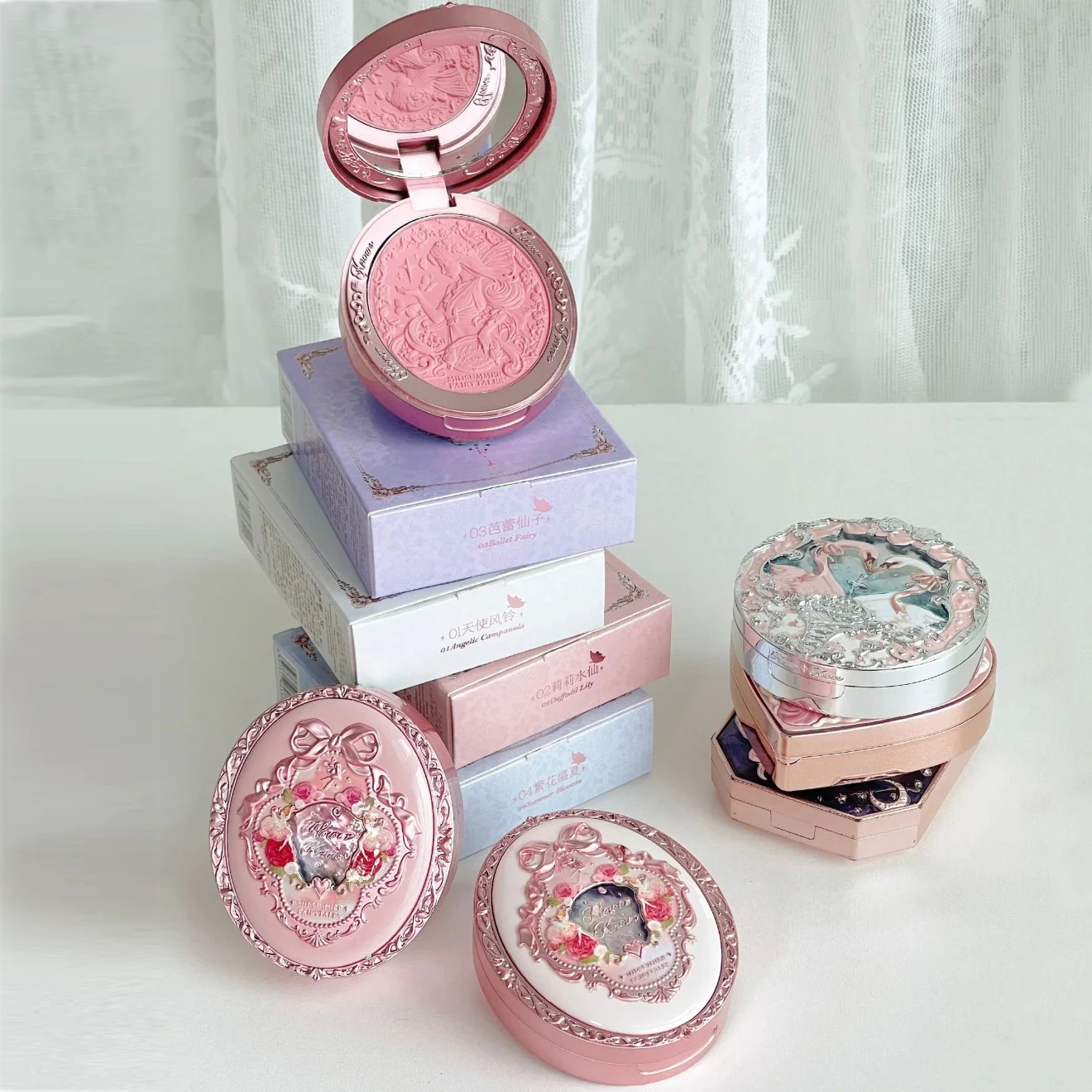Flower Knows Midsummer Fairytales Velvet Embossed Blush Long Lasting Natural Highly Pigmented Blusher Palette Makeup 5g