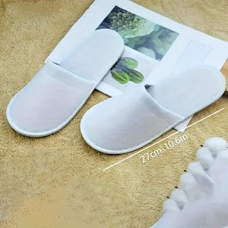 10pairs Spa Slippers Brushed Plush Closed-toe Disposable Slippers for Men and Women Suitable for Families Guest Hotel Tra