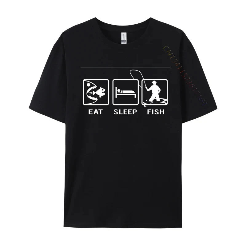 

Eat Sleep Fish Repeat Tee Shirts Men's 2024 Fashion Tops T Shirt Cotton Printed T Shirt Fishing Lover Gift