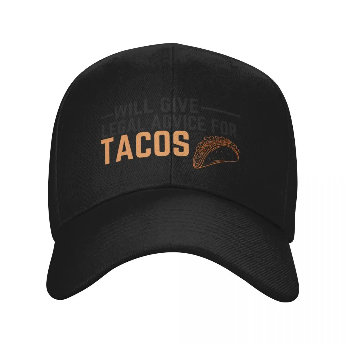 will give legal advice for tacos, Funny Lawyer tacos Quote Baseball Cap Snap Back Hat cute Ball Cap Men Caps Women's