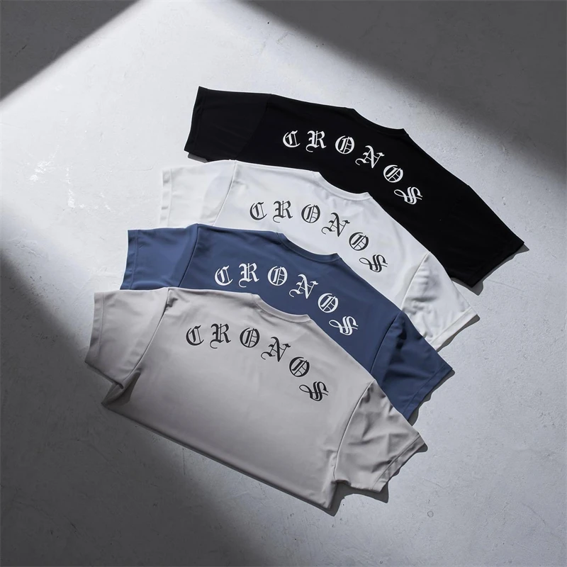 CRONOS Oversize T-shirt Gym männer Sport T Shirt Sommer Männlichen Baumwolle Fitness Bodybuilding Workout Shirts Kurzarm Tees Tops