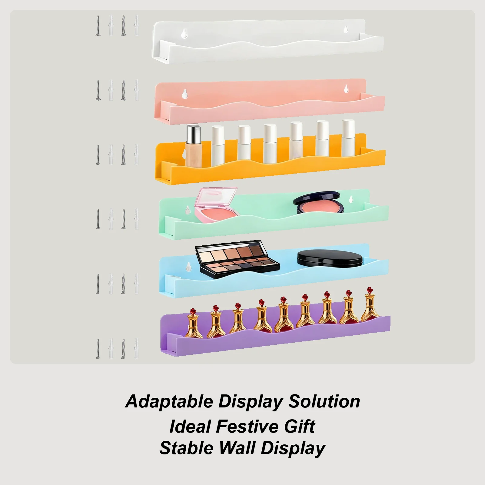 

Nail Polish Shelf 6-Pieces Acrylic Floating Nail Polish Wall Mounted Holder For Home Bedrooms Nursery Dorm Apartment Hair Salons