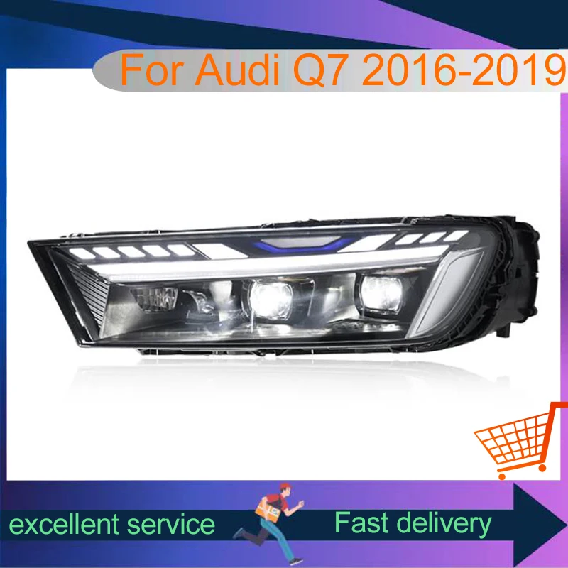 Car Parts For Audi 2016-2019 Q7 Modified Headlight Upgrade Daylight Full LED DRL Automotive Front Lamp Vehicles Accessories Tool