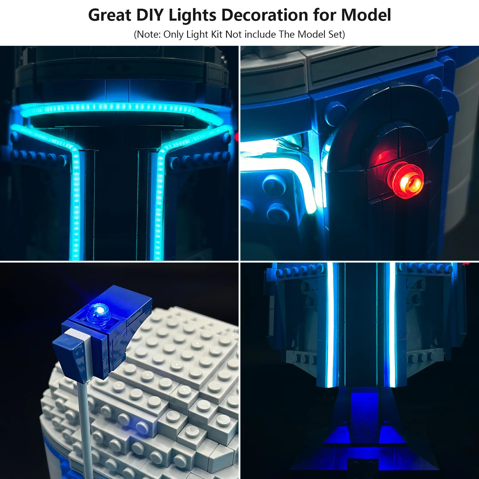 LYBMTWF LED-lichtset compatibel met Lego 75408 Jango Fett-helmbouwstenen (exclusief de modelstenen)