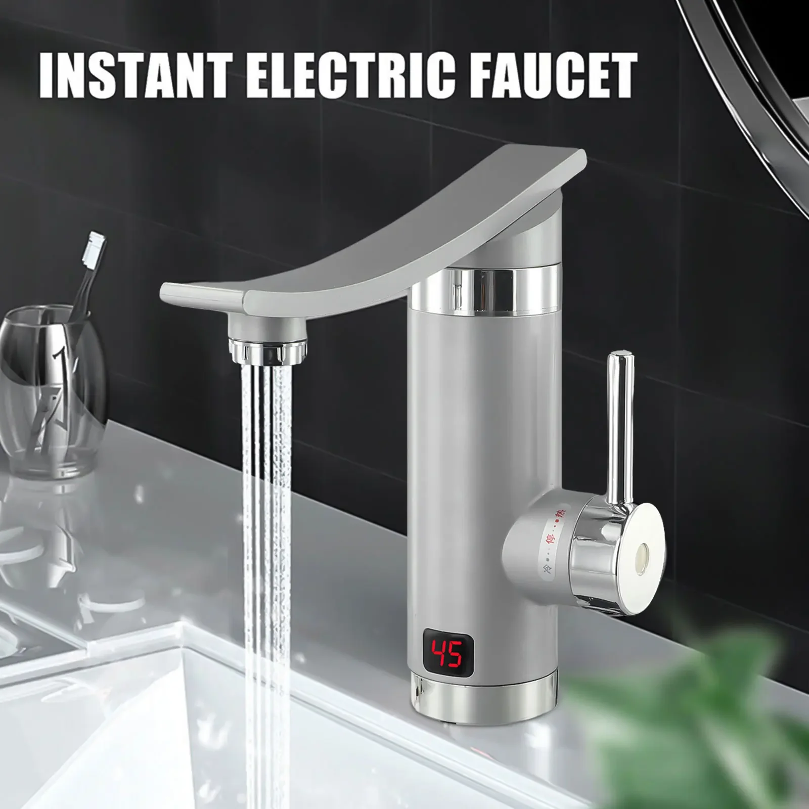 

3000W Electric Quick Bathroom Kitchen Water Heater Tap 360° Rotation Digital LCD Display Faucet Water Heater G1/2 Interface