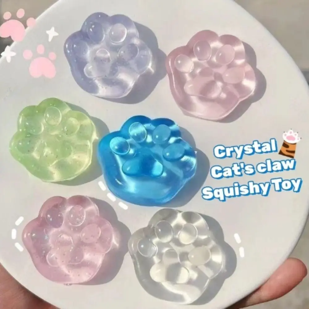 

Kawaii Cat Paw Sticky Squeeze Toy Soft Realistic Jelly Glitter Cat's Claw Stress Relief Toys Kids Adults Unique Gifts