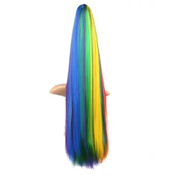 Rainbow Colors Long Straight Clip on Ponytails/Cosplay Wig Ponytails