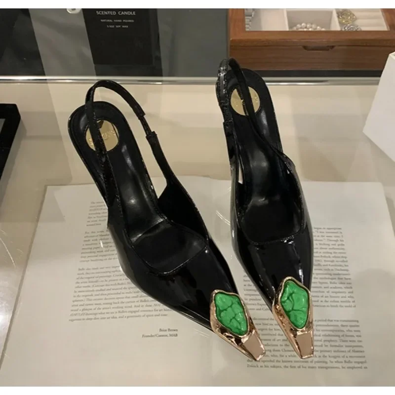 Street Style Design Inlay Diamanten Frau Pumpt Sandalen Elegante Sexy Dünne Fersen Spitz Bankett Prom Pumps Schuhe